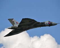 Vulcan Vulcan XH558 in blue sky with white clouds